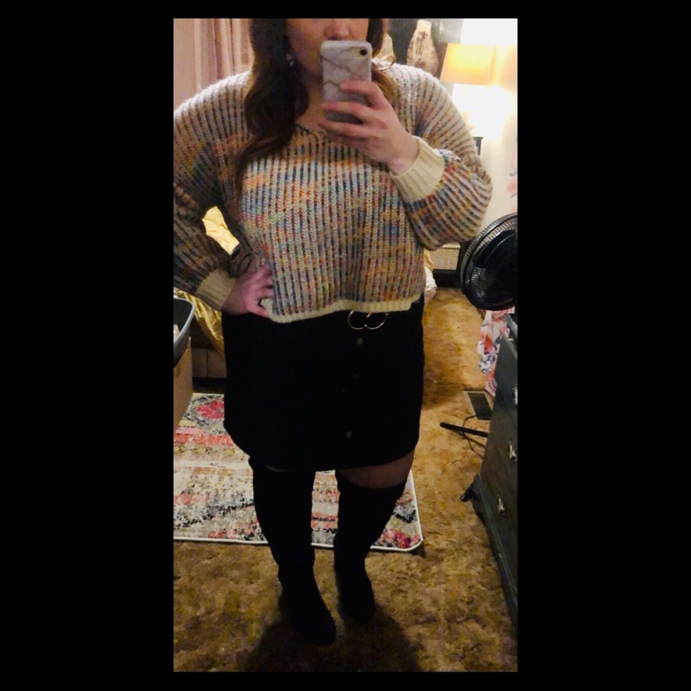 Cropped rainbow sweater